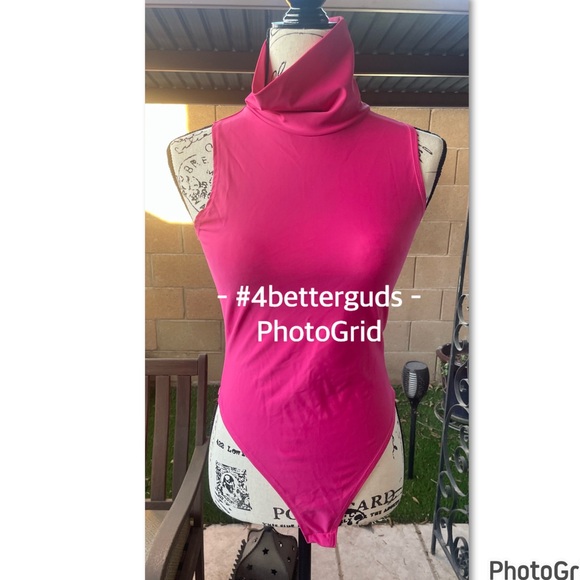 Fashion Nova Tops - Fashion Nova Mock Neck Sleeveless Bodysuit Hot Pink Medium